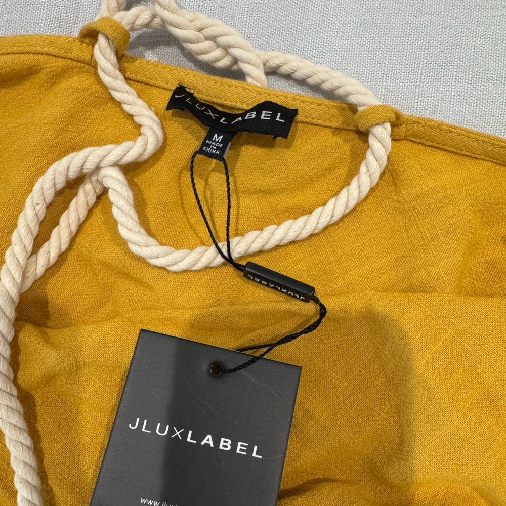 Mustard Ruched Linen Rope Dress - Picture 12 of 12